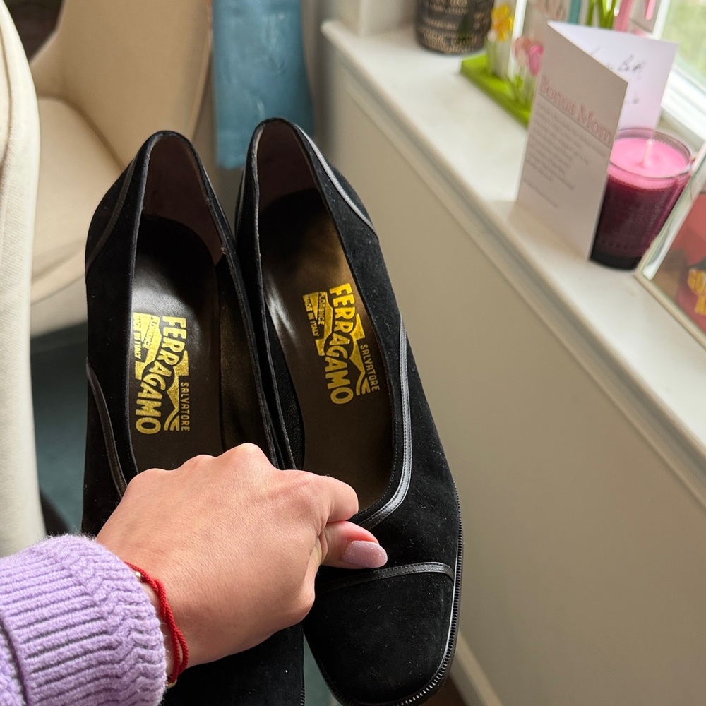 Salvatore Ferragamo Black Suede Women's Flats